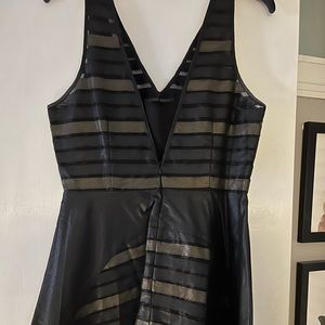 SugarLips Leather and Sheer Striped Cocktail Dress
